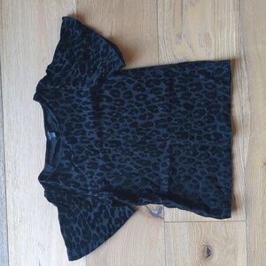 Ann Taylor | Black On Black Leopard Print Top With Short Sleeves
